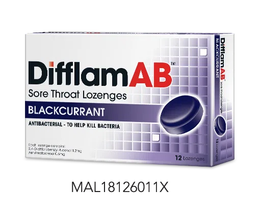 DifflamAB Sore Throat Lozenges - Blackcurrant Flavour
